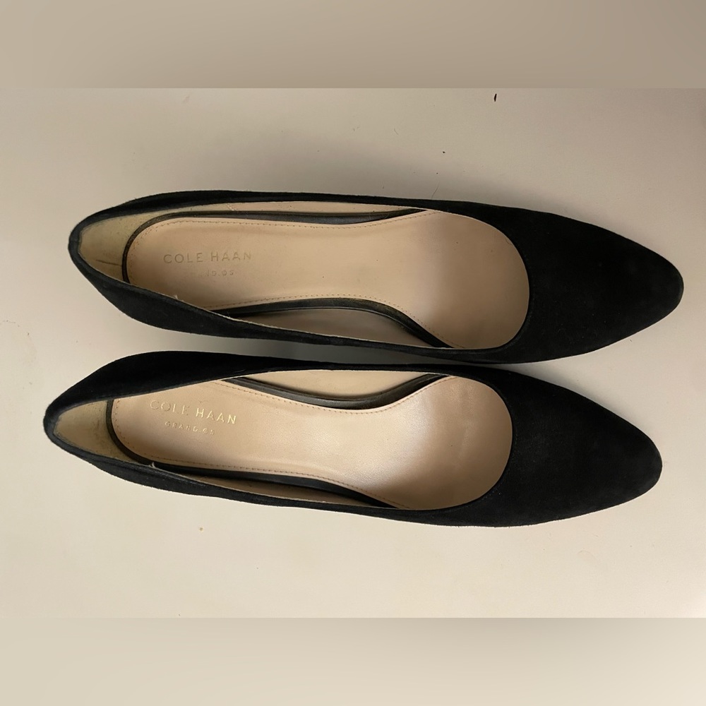 Cole Haan Black Suede Alanna Pump with Block Heel
